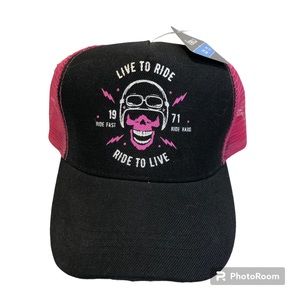 Ladies Ball Cap 1971 Live to Ride Ride to Live mess Snapback New Motorcycle pink